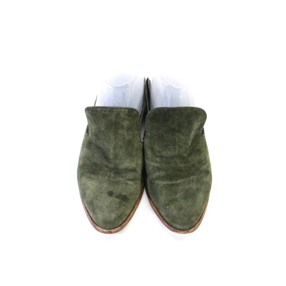 Robert Clergerie Womens Suede Slide On Mules Flats Olive Green Size 37.5 7.5 - Picture 2 of 7